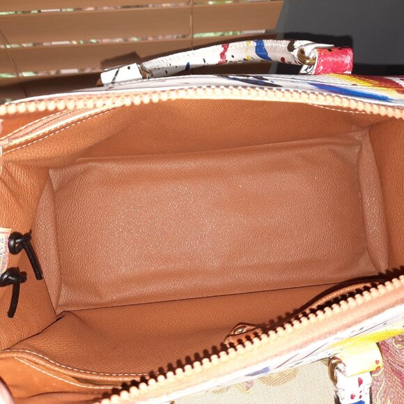 Dooney & Bourke Dipinta Inspired Hand Painted Vintage Zip Satchel Rare Dooney - Picture 12 of 14
